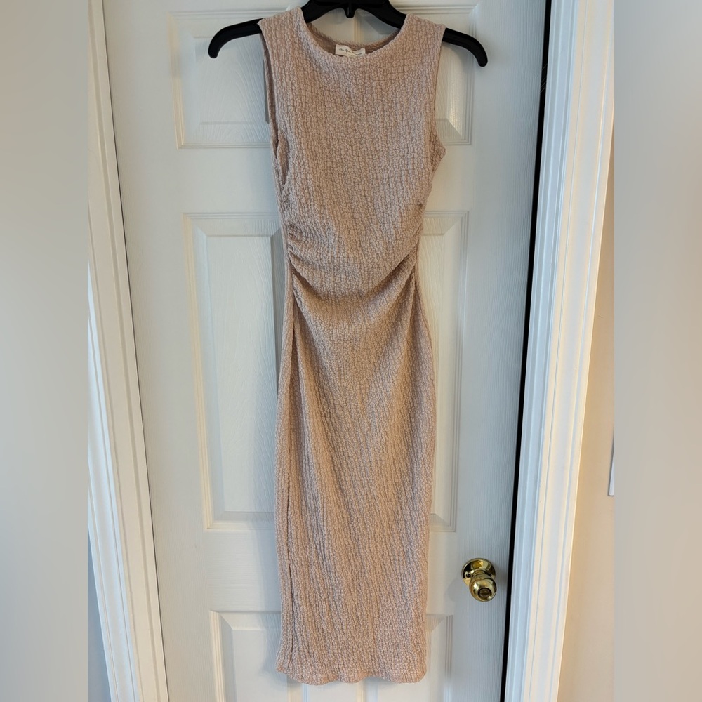 See You Monday Gauze Textured dress in Beige